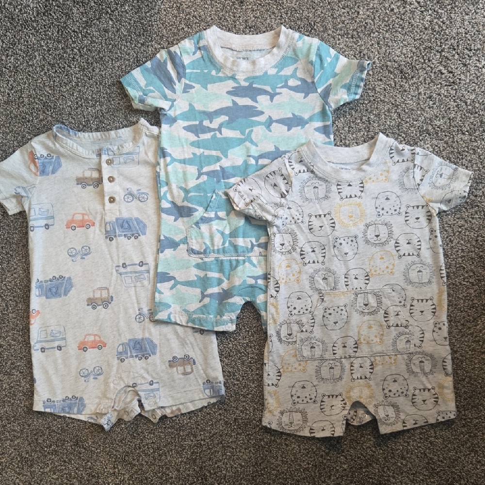 Set of Three Baby Rompers with Fun Prints